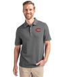 Cincinnati Reds Cutter & Buck Advantage Eco Tri-Blend Pique Mens Polo Elemental Grey Front