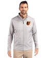Baltimore Orioles Cutter & Buck Stealth Hybrid Quilted Mens Full Zip Windbreaker Jacket Polished Medium Gray Front