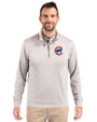 Chicago Cubs Cutter & Buck Stealth Heathered Quarter Zip Mens Pullover Polished Medium Gray Front