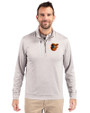 Baltimore Orioles Cutter & Buck Stealth Heathered Quarter Zip Mens Pullover Polished Medium Gray Front