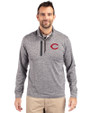 Cincinnati Reds Cutter & Buck Stealth Heathered Quarter Zip Mens Pullover Elemental Grey Front