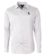 Chicago White Sox Cutter & Buck Versatech Geo Dobby Stretch Mens Long Sleeve Dress Shirt White/Black Mannequin
