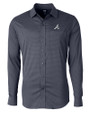 Atlanta Braves Cutter & Buck Versatech Geo Dobby Stretch Mens Long Sleeve Dress Shirt Liberty Navy Mannequin