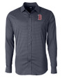 Boston Red Sox Cutter & Buck Versatech Geo Dobby Stretch Mens Long Sleeve Dress Shirt Liberty Navy Mannequin
