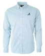 Atlanta Braves Cutter & Buck Versatech Pinstripe Stretch Mens Long Sleeve Dress Shirt Atlas Light Blue Mannequin