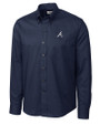 Atlanta Braves Cutter & Buck Epic Easy Care Nailshead Mens Long Sleeve Dress Shirt Navy Blue Mannequin