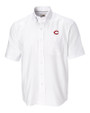 Cincinnati Reds Cutter & Buck Epic Easy Care Nailshead Mens Short Sleeve Dress Shirt White Mannequin