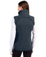 Los Angeles Angels Cutter & Buck Mainsail Sweater Knit Womens Asymmetrical Vest Liberty Navy Heather Back