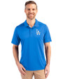Los Angeles Dodgers Cutter & Buck Prospect Eco Textured Stretch Recycled Mens Short Sleeve Polo Digital Front