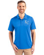 Kansas City Royals Cutter & Buck Prospect Eco Textured Stretch Recycled Mens Short Sleeve Polo Digital Front