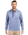 Los Angeles Dodgers Cutter & Buck Stealth Heathered Quarter Zip Mens Pullover Tour Blue Front