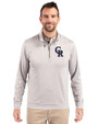 Colorado Rockies Cutter & Buck Stealth Heathered Quarter Zip Mens Pullover Polished Medium Gray Front