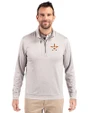 Houston Astros Cutter & Buck Stealth Heathered Quarter Zip Mens Pullover Polished Medium Gray Front