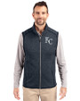 Kansas City Royals Cutter & Buck Mainsail Sweater-Knit Mens Full Zip Vest Liberty Navy Heather Front