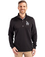 Los Angeles Dodgers Cutter & Buck Traverse Stretch Eco Quarter Zip Mens Pullover Black Front
