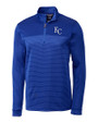 Kansas City Royals Cutter & Buck Traverse Stretch Eco Stripe Quarter Zip Mens Pullover Tour Blue Mannequin