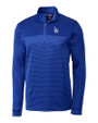 Los Angeles Dodgers Cutter & Buck Traverse Stretch Eco Stripe Quarter Zip Mens Pullover Tour Blue Mannequin