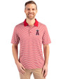 Los Angeles Angels Cutter & Buck Forge Tonal Stripe Stretch Mens Polo Cardinal Red Front