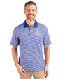 Los Angeles Dodgers Cutter & Buck Forge Tonal Stripe Stretch Mens Polo Tour Blue Front