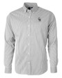 Colorado Rockies Cutter & Buck Versatech Pinstripe Stretch Mens Long Sleeve Dress Shirt Black Mannequin