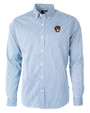 Milwaukee Brewers Cutter & Buck Versatech Pinstripe Stretch Mens Long Sleeve Dress Shirt Indigo Mannequin