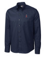 Los Angeles Angels Cutter & Buck Epic Easy Care Nailshead Mens Long Sleeve Dress Shirt Navy Blue Mannequin