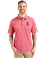 Los Angeles Angels Cutter & Buck Forge Heathered Stretch Mens Polo Cardinal Red Heather Front