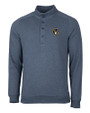 Milwaukee Brewers Cutter & Buck Saturday Cotton Blend Mens Mock Pullover Sweatshirt Navy Blue Heather Mannequin