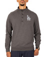 Los Angeles Dodgers Cutter & Buck Saturday Cotton Blend Mens Mock Pullover Sweatshirt Charcoal Heather Front
