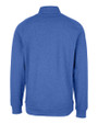 Los Angeles Dodgers Cutter & Buck Saturday Cotton Blend Mens Mock Pullover Sweatshirt Tour Blue Heather Mannequin Back
