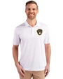 Milwaukee Brewers Cutter & Buck Prospect Eco Textured Stretch Recycled Mens Big & Tall Polo White Front