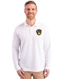 Milwaukee Brewers Cutter & Buck Advantage Eco Tri-Blend Pique Mens Big and Tall Long Sleeve Polo White Front