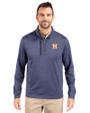 Houston Astros Cutter & Buck Stealth Heathered Mens Big and Tall  Quarter Zip Pullover Liberty Navy Front