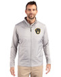 Milwaukee Brewers Cutter & Buck Stealth Hybrid Quilted Mens Big and Tall Full Zip Windbreaker Jacket Polished Medium Gray Front