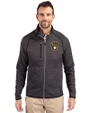 Milwaukee Brewers Cutter & Buck Mainsail Sweater-Knit Mens Big and Tall Full Zip Jacket Charcoal Heather Front
