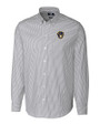 Milwaukee Brewers Cutter & Buck Stretch Oxford Stripe Mens Big and Tall Long Sleeve Dress Shirt Charcoal Mannequin
