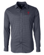 Philadelphia Phillies Cutter & Buck Versatech Geo Dobby Stretch Mens Big and Tall Long Sleeve Dress Shirt Liberty Navy Mannequin