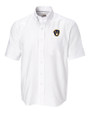 Milwaukee Brewers Cutter & Buck Epic Easy Care Nailshead Mens Big and Tall Short Sleeve Dress Shirt White Mannequin