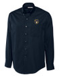Milwaukee Brewers Cutter & Buck Epic Easy Care Fine Twill Mens Big and Tall Dress Shirt Navy Blue Mannequin