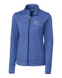 Kansas City Royals Cutter & Buck Shoreline Heathered Womens Full Zip Jacket Tour Blue Heather Mannequin