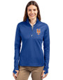 New York Mets Cutter & Buck Traverse Stretch Eco Quarter Zip Womens Pullover Tour Blue Front
