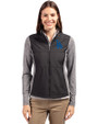 Los Angeles Dodgers Cutter & Buck Stealth Hybrid Quilted Womens Full Zip Windbreaker Jacket Black Front