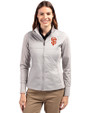 San Francisco Giants Cutter & Buck Stealth Hybrid Quilted Womens Full Zip Windbreaker Jacket Polished Medium Gray Front