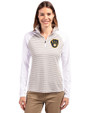 Milwaukee Brewers Cutter & Buck Forge Tonal Stripe Stretch Half Zip Womens Top White/Polished Front
