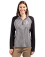 Los Angeles Dodgers Cutter & Buck Forge Tonal Stripe Stretch Half Zip Womens Top Black Front