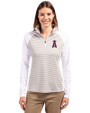 Los Angeles Angels Cutter & Buck Forge Tonal Stripe Stretch Half Zip Womens Top White/Polished Front