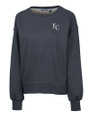 Kansas City Royals Cutter & Buck Saturday Cotton Blend Womens Crew Neck Sweatshirt Navy Blue Heather Mannequin
