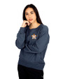 Houston Astros Cutter & Buck Saturday Cotton Blend Womens Crew Neck Sweatshirt Navy Blue Heather Front