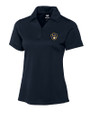 Milwaukee Brewers Cutter & Buck Genre Textured Solid Womens Polo Navy Blue Mannequin