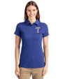 Texas Rangers Cutter & Buck Advantage Eco Tri-Blend Pique Womens Polo Tour Blue Front